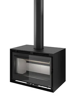BLACKBOX 70 WOOD - Camino freestanding da appoggio