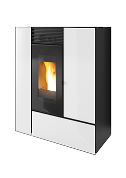 FEEL - Poêle à granulés en grès ou verre, en version hydro, au format slim, au design essentiel et équipé de la technologie Core.